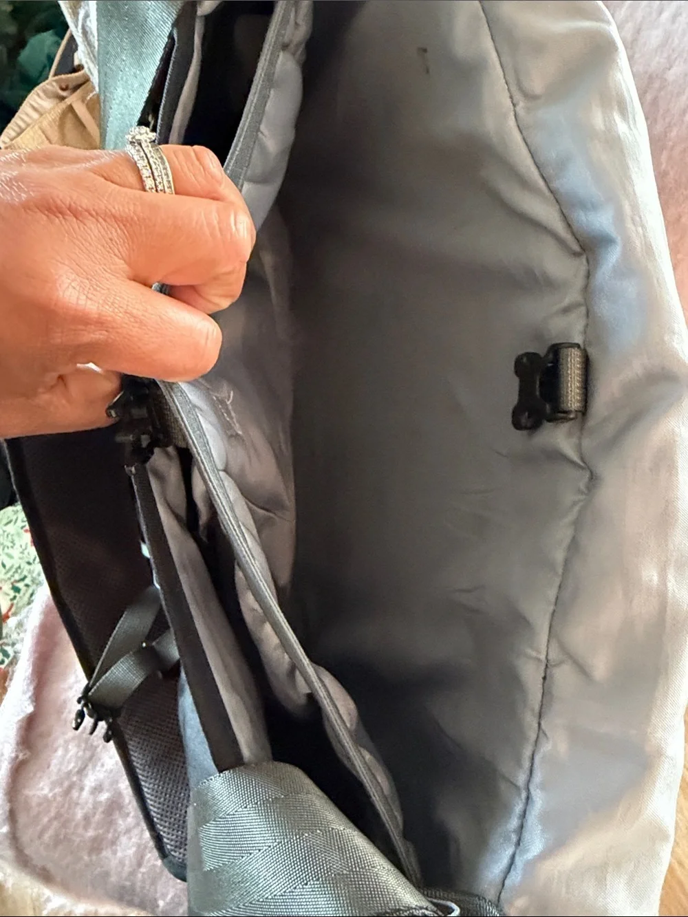 Patagonia Dark Gray Messenger Bag with Reflective Panel